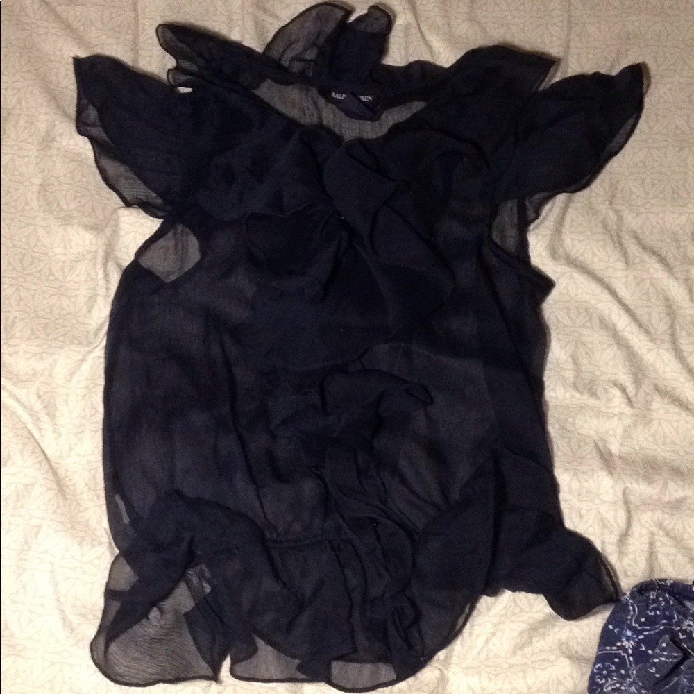 Ralph Lauren Girls Button Down Black Blouse